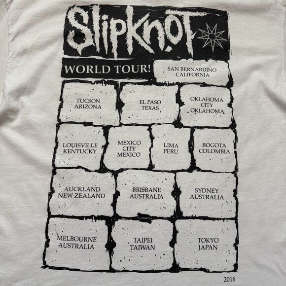 Slipknot North American Summer Tour Double Sided Size XL White T-Shirt 2016 - Picture 6 of 8
